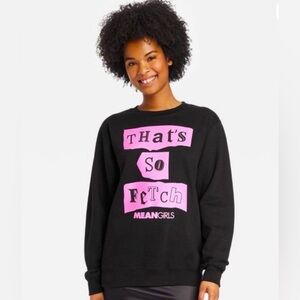 NWT!! Mean Girls That’s So Fetch Crew Neck Sweatshirt Black Pink Size Women’s S
